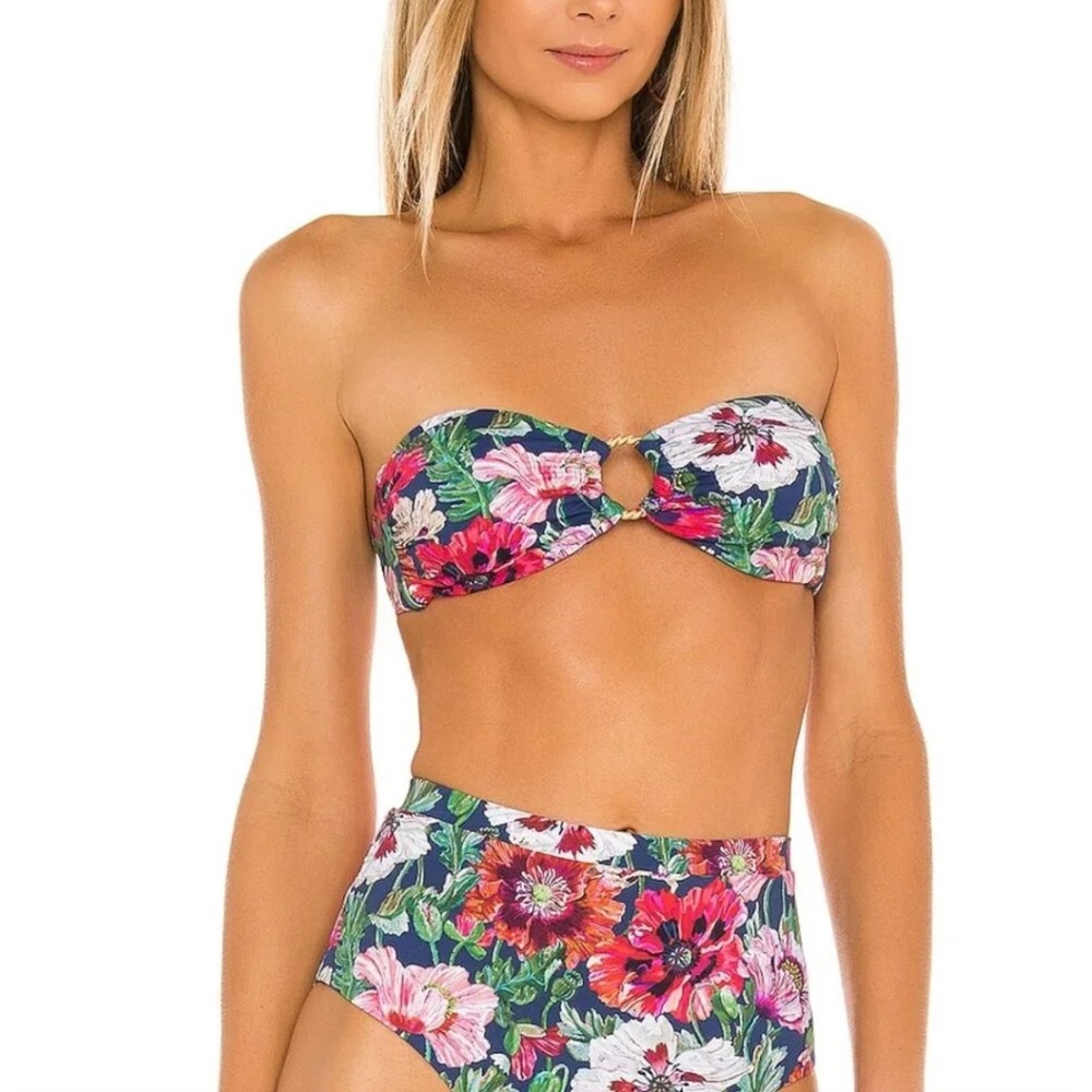 Onia swiming suit luna top womens XL WTS106-07 floral blue liberty jungle $125